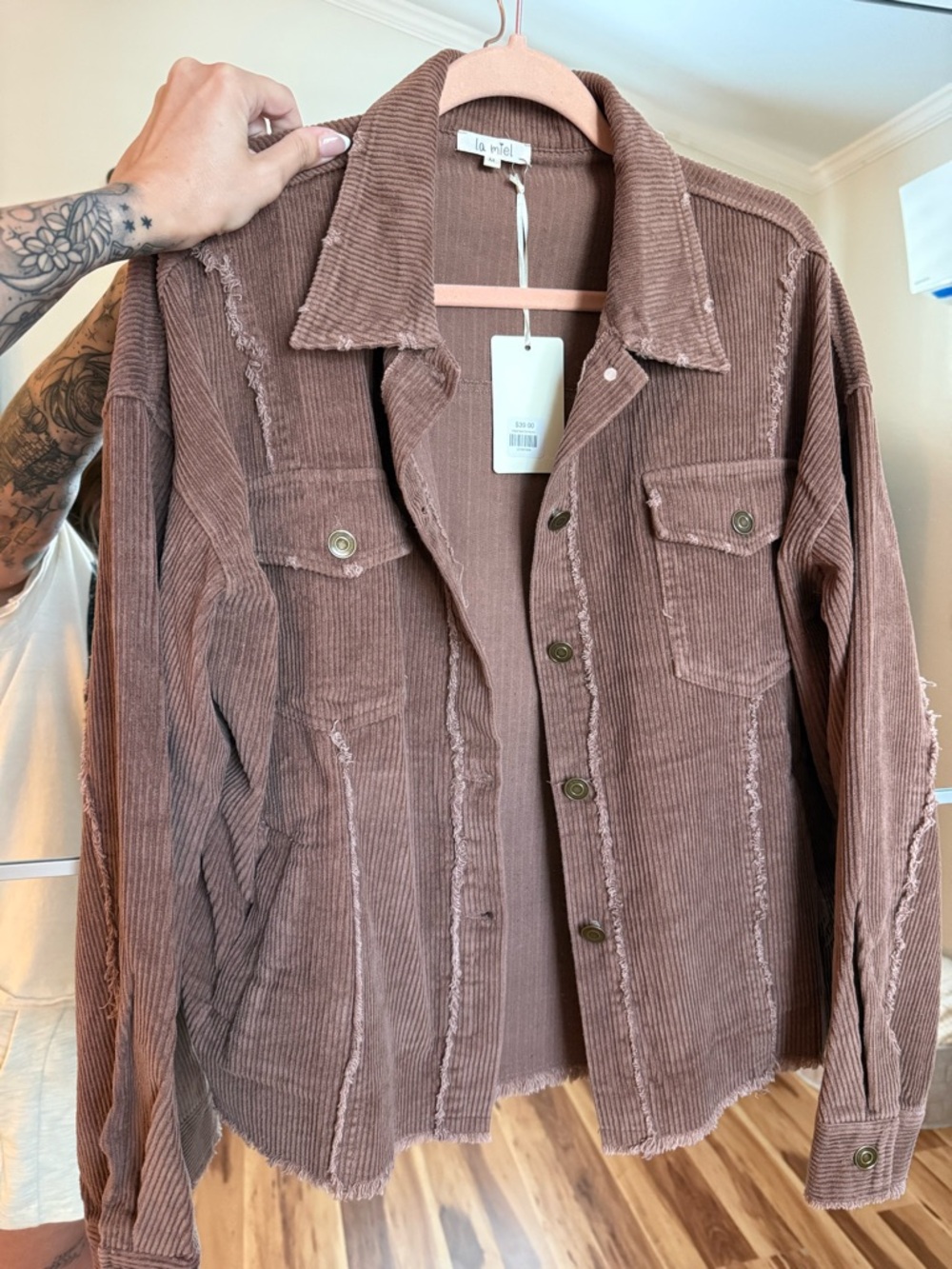 La miel Women's Corduroy Shacket - Brown